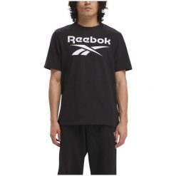 Koszulka z krótkim rękawem Męska Reebok Identity Big Stacked Logo Czarny. Czarne koszulki sportowe męskie Reebok, m, bez wzorów, bez kołnierzyka, bez ramiączek. Za 105.00 zł.