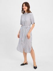 Gant Lniana sukienka damska Kobiety len niebieski|biały w paski, 44. Białe sukienki damskie GANT, bez wzorów, ze lnu, klasyczne, bez kołnierzyka, bez ramiączek, koszulowe. Za 899.95 zł.