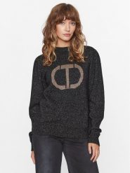 TWINSET Sweter 232TT3203 Czarny Regular Fit. Czarne swetry damskie Twinset, s, bez wzorów, z wełny, bez kołnierzyka, bez ramiączek, bez kaptura. Za 1,029.00 zł.