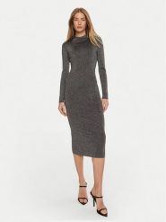 MICHAEL Michael Kors Sukienka dzianinowa MF482KPAFB Srebrny Slim Fit. Szare sukienki damskie MICHAEL Michael Kors, l, bez wzorów, z dzianiny, bez kołnierzyka, bez ramiączek. Za 739.99 zł.