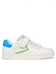 Geox Sneakersy J Eclyper Boy J55LSA 05411 C0478 S Biały. Białe buty sportowe chłopięce Geox, bez wzorów, ze skóry, bez zapięcia. Za 219.99 zł.