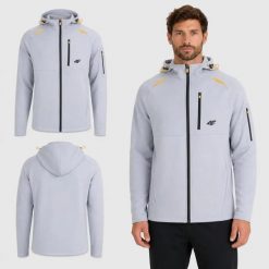 BLUZA MĘSKA ROZPINANA 4F Z KAPTUREM M2239 KOLOR SZARY. Szare bluzy męskie 4f, l, bez wzorów, z materiału, z kapturem. Za 147.00 zł.