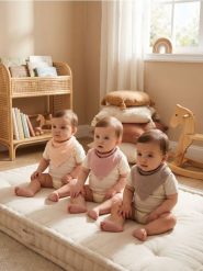Śliniaki 3 pack - różowy. Czerwone śliniaki dla dzieci Sinsay, bez wzorów. Za 19.99 zł.