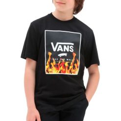 Koszulka Vans Print Box. Czarne t-shirty dla chłopców Vans, bez wzorów, z bawełny, bez ramiączek. Za 152.50 zł.