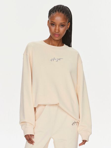 Hugo Bluza Classic 50508558 Beżowy Relaxed Fit. Brązowe bluzy damskie Hugo, xl, bez wzorów, z bawełny, bez kaptura. Za 319.99 zł.