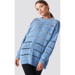 MANGO Sweter ażurowy - Blue. Niebieskie swetry damskie Mango, z dzianiny. Za 161.95 zł.