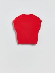 Bluzka ze stójką - czerwony. Czerwone bluzki damskie Reserved, l, bez wzorów, z bawełny, bez kołnierzyka, bez ramiączek. Za 109.99 zł.