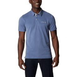 Koszulka polo, męska z krótkim rękawem Columbia Nelson Point Polo. Niebieskie koszulki polo męskie Columbia, m, bez wzorów, z poliesteru, bez ramiączek. Za 119.99 zł.