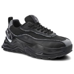 Czarne Sneakersy Damskie Cross Jeans Modne Obuwie. Czarne obuwie sportowe damskie Cross Jeans, bez wzorów, z jeansu. Za 199.00 zł.