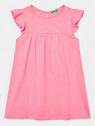 United Colors Of Benetton Sukienka codzienna 3096GV00H Różowy Regular Fit. Czerwone sukienki dla dziewczynek United Colors Of Benetton, bez wzorów, z bawełny, bez ramiączek. Za 79.99 zł.