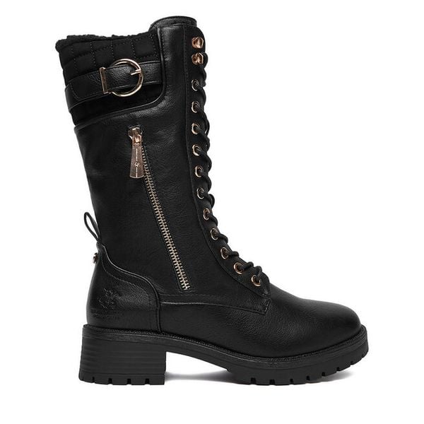 Kozaki Beverly Hills Polo Club. Czarne kozaki damskie Beverly Hills Polo Club, bez obcasa, na płaskiej podeszwie. Za 319.99 zł.