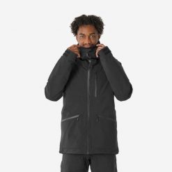 Kurtka narciarska i snowboardowa męska Quechua 500 AM. Czarne kurtki snowboardowe męskie WED'ZE, m, bez wzorów, z materiału, bez kaptura, narciarskie. Za 579.99 zł.