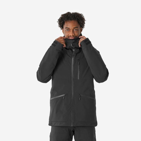 Kurtka narciarska i snowboardowa męska Quechua 500 AM. Czarne kurtki snowboardowe męskie WED'ZE, l, bez wzorów, z materiału, bez kaptura, narciarskie. Za 579.99 zł.