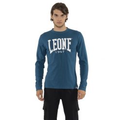 Koszulka na co dzień na siłownię. Niebieskie koszulki sportowe męskie LEONE 1947 APPAREL, bez wzorów, z bawełny, bez kołnierzyka, bez ramiączek, na fitness i siłownię. Za 108.62 zł.