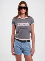 Koszulka damska z nadrukiem na piersi z kolekcji Authentic szara Rissmelna 905. Szare t-shirty damskie Big Star, l, bez wzorów, z dzianiny, retro, bez kołnierzyka. Za 89.99 zł.