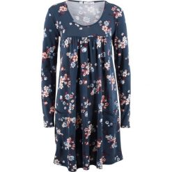 Sukienka shirtowa z długim rękawem bonprix ciemnoniebieski w kwiaty. Sukienki damskie marki bonprix. Za 74.99 zł.