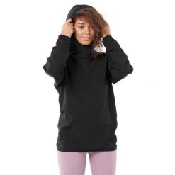 Bluza fitness damska Black Square-W. Czarne bluzy sportowe damskie SIROKO, l, bez wzorów, z bawełny, z kapturem, na fitness i siłownię. W wyprzedaży za 127.00 zł.