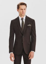 PAKO LORENTE – Ciemnobrązowa marynarka garniturowa. Brązowe marynarki męskie Pako Lorente, bez wzorów, z elastanu. Za 999.99 zł.