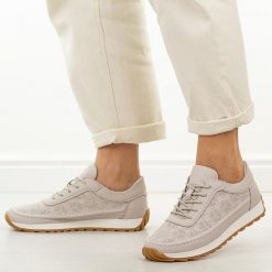 Szare skórzane półbuty damskie Sergio Leone Sp001. Szare obuwie sportowe damskie Sergio Leone, bez wzorów, z jeansu. Za 219.00 zł.