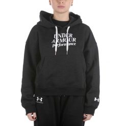 Damska bluza Under Armour Essential Script Hoodie Czarna Czarna. Czarne bluzy damskie Under Armour, na zimę, bez wzorów, z bawełny, bez kołnierzyka, bez ramiączek, bez kaptura. Za 392.99 zł.
