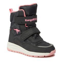 Śniegowce KangaRoos. Czarne buty zimowe dziewczęce KangaRoos, bez zapięcia. Za 289.99 zł.