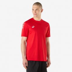 Koszulka do piłki ręcznej męska Atorka H100. Czerwone koszulki sportowe męskie KIPSTA, m, bez wzorów, z materiału, bez kołnierzyka, bez ramiączek, na fitness i siłownię. Za 44.99 zł.