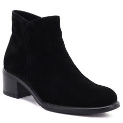 Skórzane botki damskie na klocku zamasz czarne Sergio Leone BT-52-S. Czarne botki damskie Sergio Leone, ze skóry, bez obcasa, bez zapięcia. Za 209.99 zł.