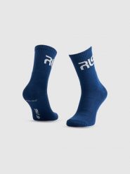 4F Skarpety casual wysokie męskie 4F x Robert Lewandowski - granatowe 43-46. Niebieskie skarpety męskie 4f, bez wzorów, z bawełny. Za 29.99 zł.