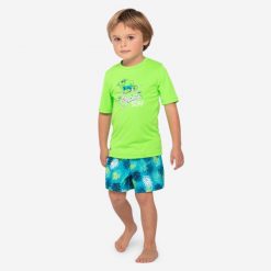Spodenki surfingowe dla dzieci Olaian 100 Shadow. Czerwone kąpielówki dla chłopców OLAIAN, bez wzorów, z materiału, krótkie. Za 29.99 zł.