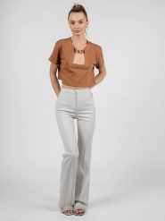 Patrizia Pepe Spodnie | 8P0328 A6F5 | Kobieta | Szary, Kremowy. Białe spodnie materiałowe damskie Patrizia Pepe, bez wzorów, z elastanu. W wyprzedaży za 319.00 zł.