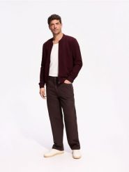 Bluza ze stójką - bordowy. Czerwone bluzy męskie Reserved, l, bez wzorów, z bawełny, bez kaptura. Za 119.99 zł.