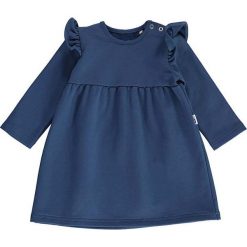 Sukienka dresowa w kolorze granatowym. Niebieskie sukienki niemowlęce Lamino, bez wzorów, z dresówki, bez ramiączek. W wyprzedaży za 49.95 zł.