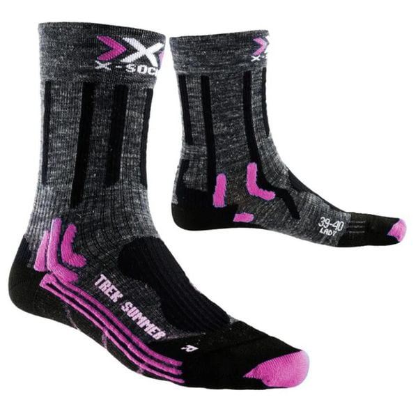 Skarpety sportowe X-Socks Trekking Summer. Szare skarpety damskie X-Socks, bez wzorów, ze lnu. W wyprzedaży za 42.00 zł.