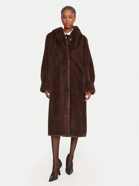 Luisa Spagnoli Futro Savelli 542439 Brązowy Loose Fit. Brązowe płaszcze damskie Luisa Spagnoli, m, bez wzorów, z futra, bez kaptura. Za 2,219.00 zł.