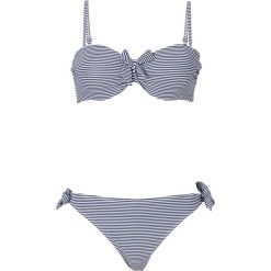 Bikini na fiszbinach bonprix ciemnoniebiesko-biały w paski. Bikini damskie marki bonprix. Za 89.99 zł.