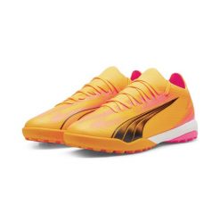 Buty piłkarskie ULTRA MATCH TT PUMA Sun Stream Black Sunset Glow Orange Pink. Czarne buty sportowe męskie Puma, z materiału, bez zapięcia, do piłki nożnej. Za 309.99 zł.