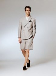 Szorty garniturowe z lnem - beżowy. Brązowe szorty męskie Reserved, l, bez wzorów, z bawełny. Za 149.99 zł.