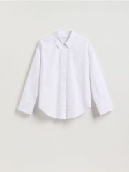 Bawełniana koszula - biały. Białe koszule damskie Reserved, l, bez wzorów, z bawełny, bez kołnierzyka, bez ramiączek. Za 109.99 &#122;&#322;.