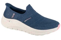 Buty sportowe damskie, Slip-ins: Arch Fit 2.0 - Right As Rain. Niebieskie obuwie sportowe damskie Skechers, bez wzorów, z materiału, do biegania. Za 549.99 zł.