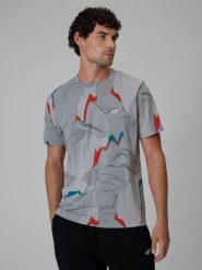 4F T-shirt regular z nadrukiem męski - szary M. Szare t-shirty męskie 4f, m, bez wzorów, z bawełny, klasyczne, bez kołnierzyka. Za 89.99 zł.