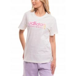 Adidas koszulka Kobieta t-shirt bluzka sportowa bawełniana logo roz. XS. Białe koszulki sportowe damskie Adidas, xs, bez wzorów, z bawełny, bez kołnierzyka, bez ramiączek, na fitness i siłownię. Za 102.00 zł.