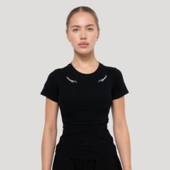 Koszulka damska fitness slim czarna Tribal Ribbed. Czarne koszulki sportowe damskie GYMBEAM, l, bez wzorów, z dzianiny, klasyczne, bez kołnierzyka. Za 105.90 zł.