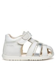 Geox Sandały B Sandal Macchia B254WB 085NF C0007 Biały. Białe sandały dziewczęce Geox, ze skóry, bez zapięcia. Za 149.99 zł.