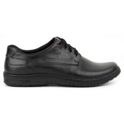 KOMODO Buty męskie skórzane Casual 921K czarne. Czarne półbuty na co dzień męskie casualowe, bez zapięcia. Za 367.89 zł.