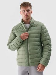 4F Kurtka puchowa z syntetycznym wypełnieniem męska - khaki S. Brązowe kurtki męskie 4f, m, bez wzorów, z dzianiny, klasyczne, bez kaptura. W wyprzedaży za 99.99 zł.