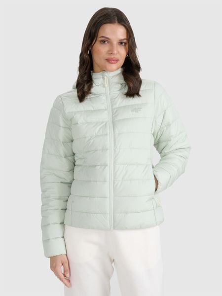 4F Kurtka puchowa z wypełnieniem syntetycznym damska - miętowa M. Zielone kurtki damskie 4f, m, bez wzorów, z dzianiny, z kapturem. Za 299.99 zł.