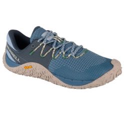 Buty do biegania damskie, Merrell Trail Glove 7. Niebieskie obuwie sportowe damskie Merrell, bez wzorów, z gumy, do biegania. Za 549.99 zł.