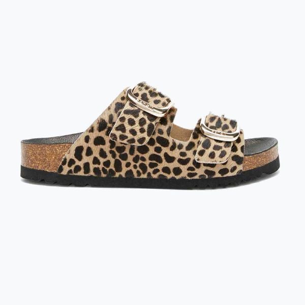 Klapki damskie Scholl Noelle Pony Leather. Brązowe klapki damskie Scholl, bez wzorów, z materiału, bez obcasa. Za 479.99 zł.