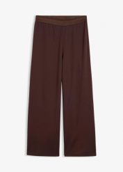 Spodnie culotte z mieszanki wiskozy. Brązowe spodnie materiałowe damskie bonprix, bez wzorów, z wiskozy. Za 69.99 zł.