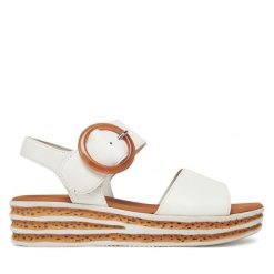 Sandały Gabor. Białe sandały damskie Gabor, bez wzorów, bez obcasa, na koturnie, bez zapięcia. Za 339.99 zł.